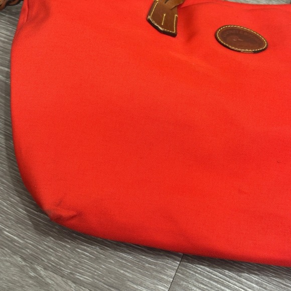 Dooney & Bourke Nylon Shopper Tote Bag Red Vacchetta Leather Trim Preppy Coastal - Picture 6 of 12